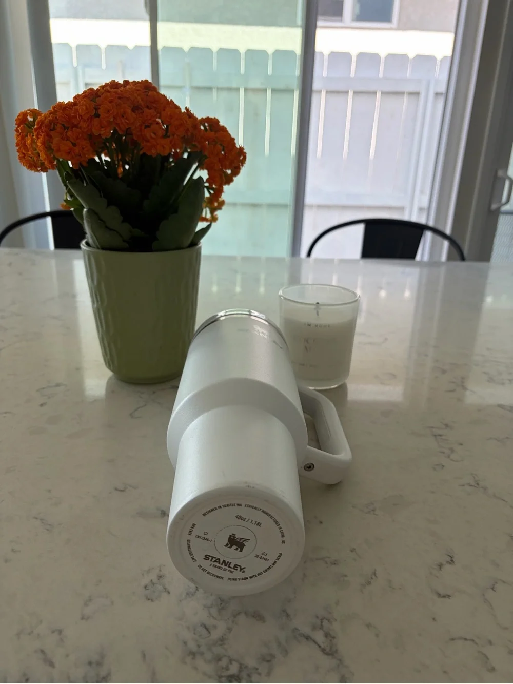 Stanley White Travel Tumbler with Handle and Straw